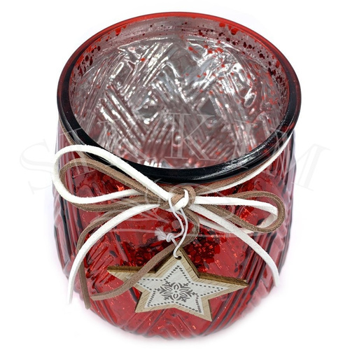 Lampion szklany `Red Christmas`